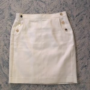LOFT White Pencil Skirt With Gold Button Detail